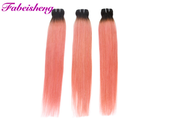 Phần mở rộng tóc màu hồng với đóng cửa / Ombre Brazil tóc người dệt